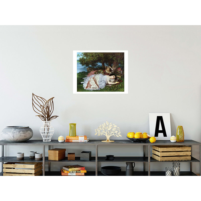 «Girls on the bords of the seine» par Gustave Courbet, impression giclée, H 22 po x l 28 po