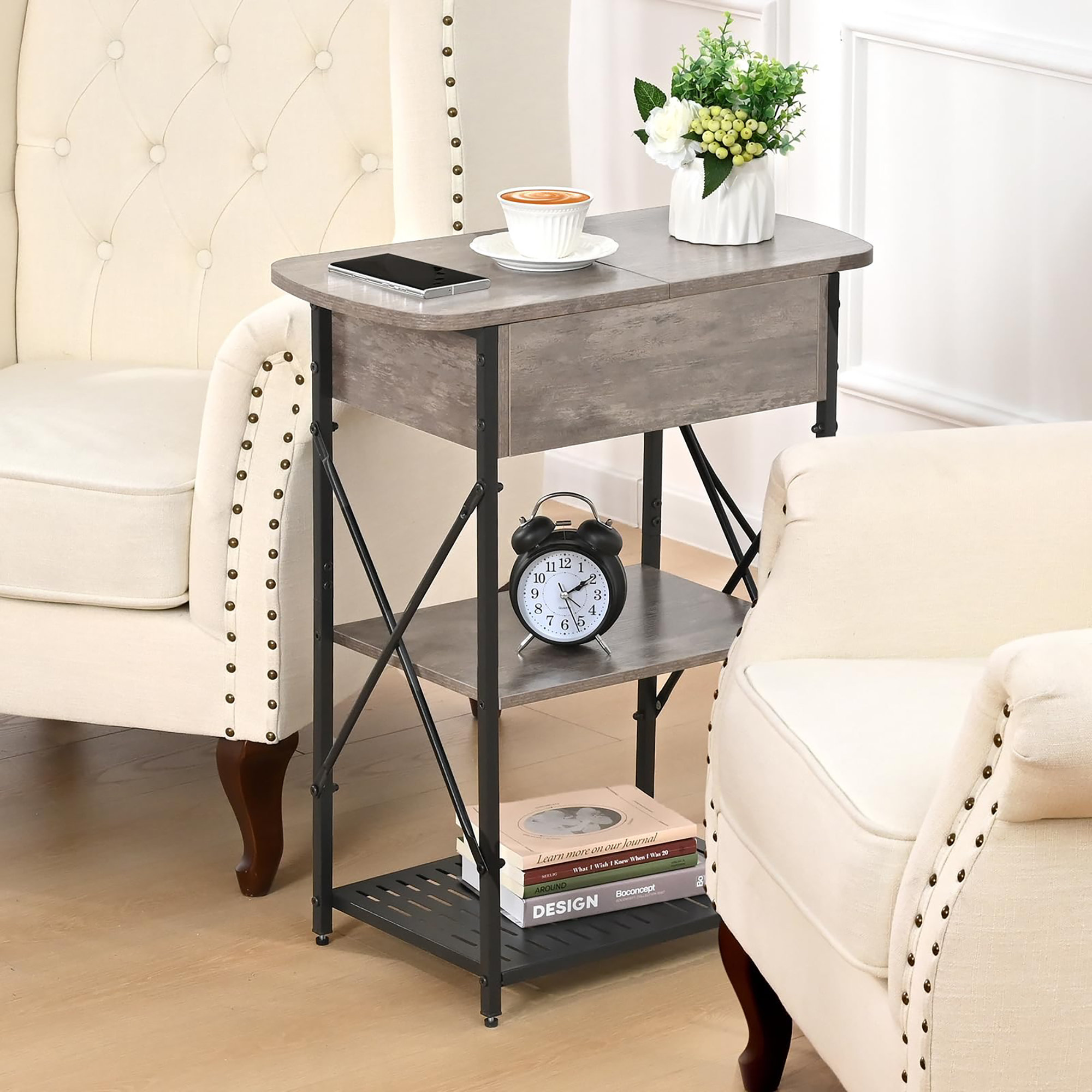 Latitude Run® Narrow End Table with Charging Station - Wayfair Canada