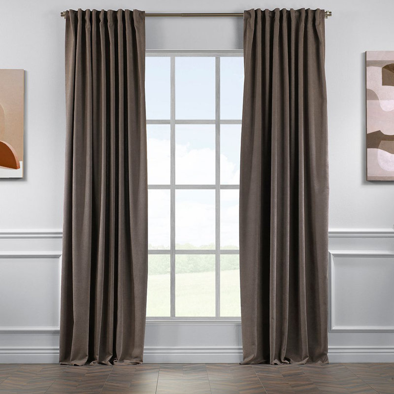 Blackout Thermal with Liner Extra Long & Extra Wide Decorative Curtain Single Panel, Tan, 140cm Width x 145cm Drop