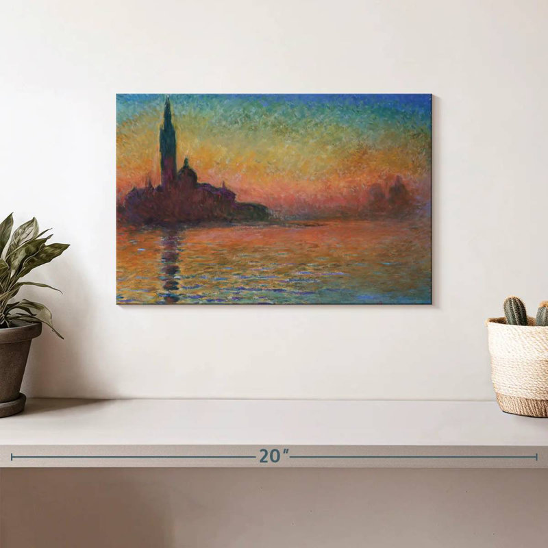 Ravi San Giorgio Majeur au crépuscule, H 8 po x l 12 po