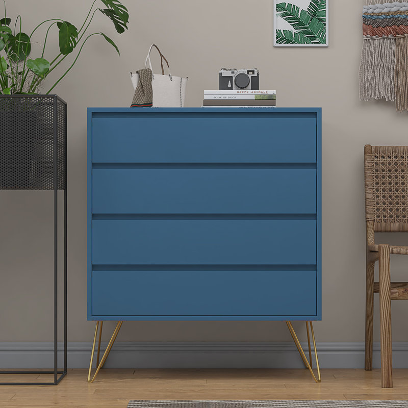 Aanika 76.5cm W 3 - Drawer Chest of Drawers, Navy Blue