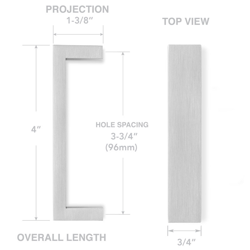 3-3/4" Center Bar Pull Multipack, Satin Nickel