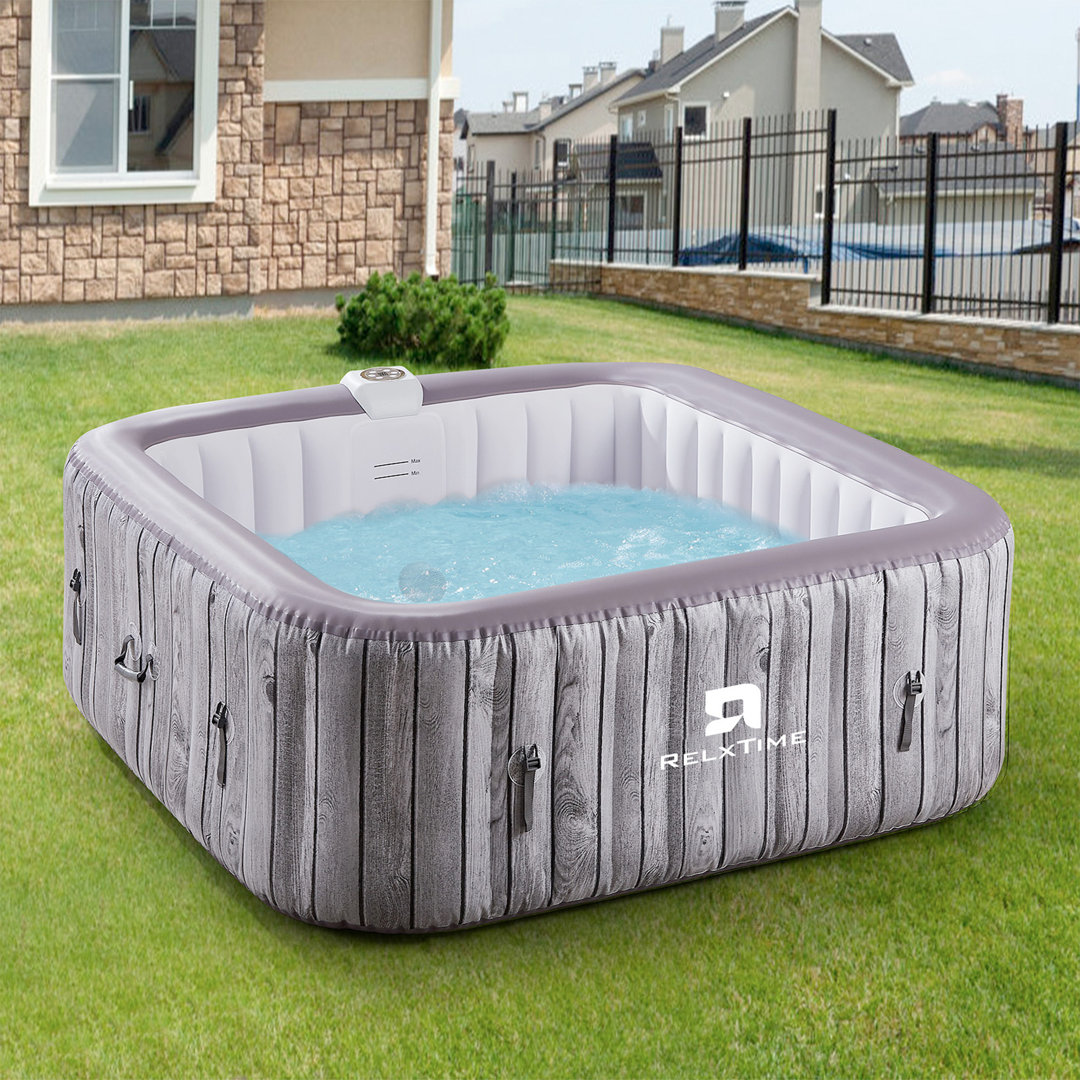 RELXTIME Portable Inflatable Hot Tub 4-6 Person, Blow Up Spa Outdoor Hottub 130 Bubble Air Jets, Tub Cover, 2 Filter Cartridges RELXTIME