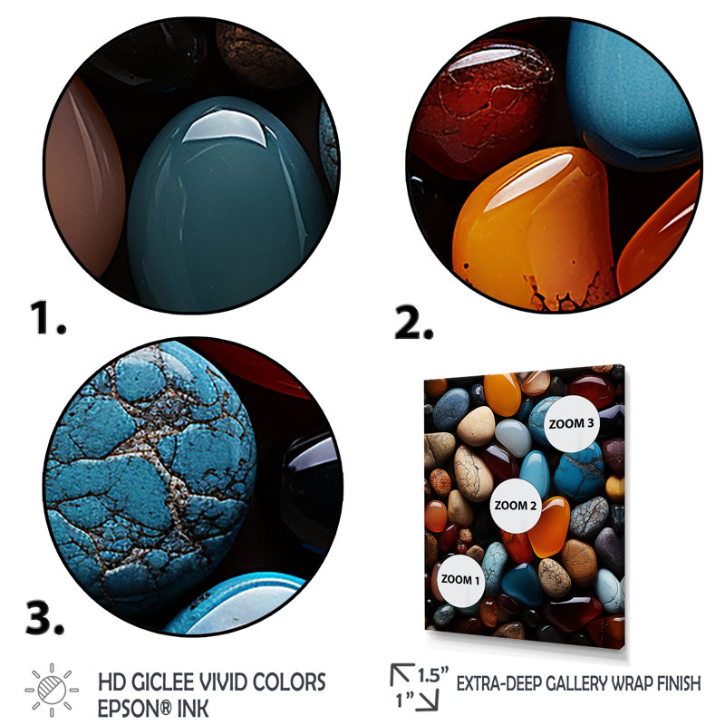 Spiritual Stones Of Harmony I - Spiritual Stone, reproduction d'art sur toile, Encadrement doré, H 32 po x l 24 po x P 1 po