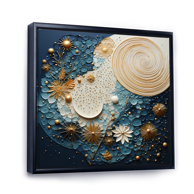 Celestial Harmony II - Abstract Collages Canvas Prints, Cadre flottant noir, H 36 po x l 36 po x P 1,5 po