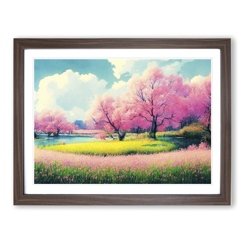 Spring Forest Watercolour Vol.7 - Framed Print, Walnut