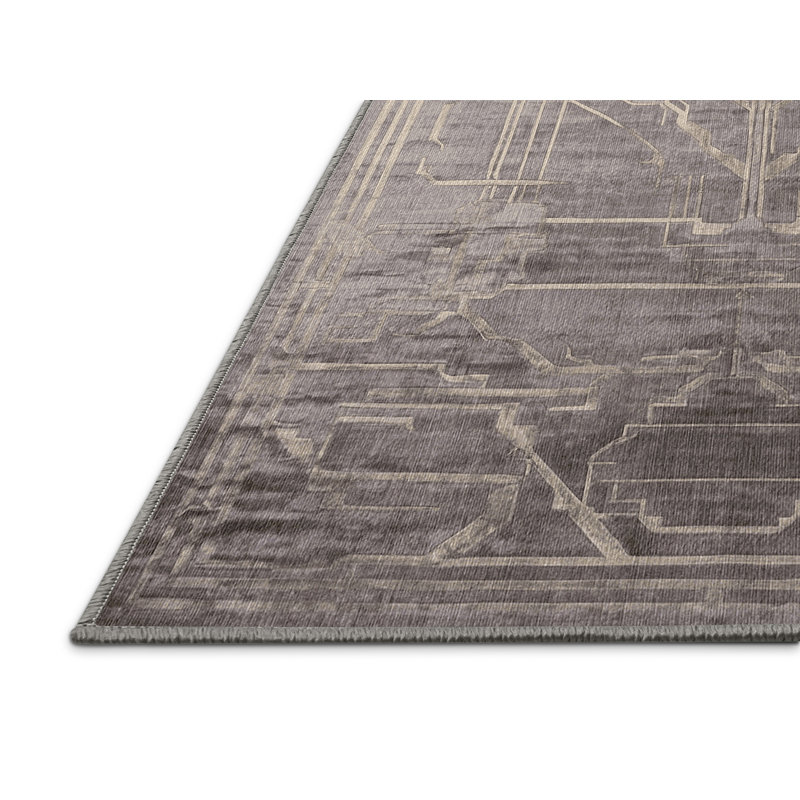 Tapis gris lavable à la machine, Rectangle 8 pi x 12 pi