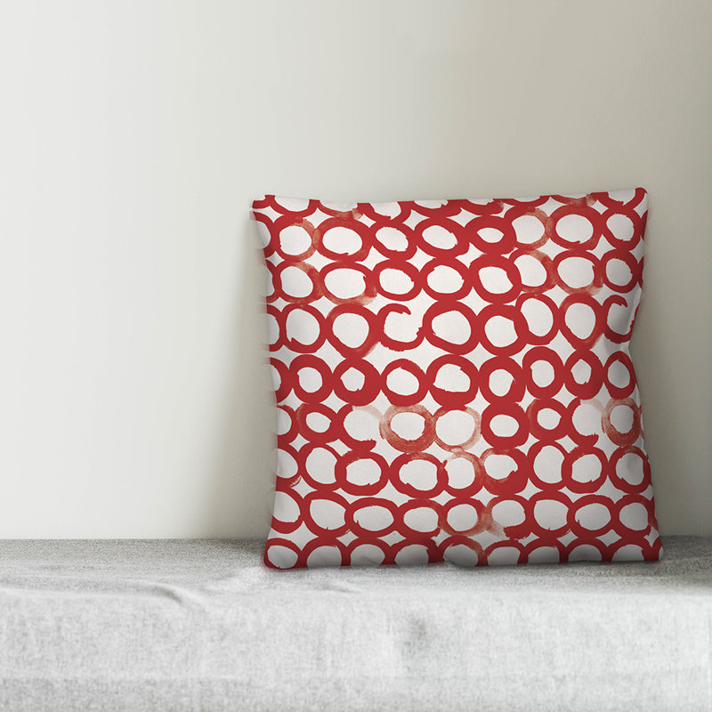 Coussin Ink, 18 po x 18 po, Rouge