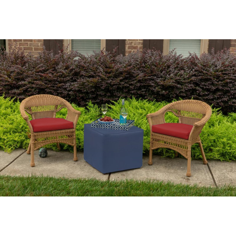 Casual Cushion Wicker Outdoor Chair Cushion, Sunbrella Fade & Water Resistant for Wicker Dining Chairs & Sunroom Seats, 19.5"W x 19.5"D, 2.5" thick, Reversible, Canvas Jockey Red