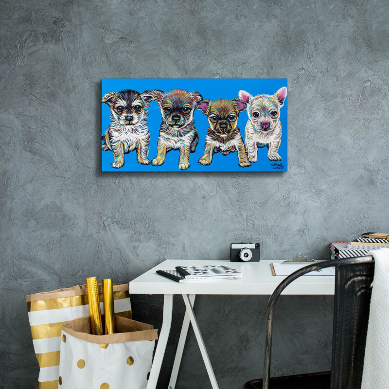 «Chihuahua Pups» par Carolee Vitaletti, H 12 po x l 24 po x P 0,75 po