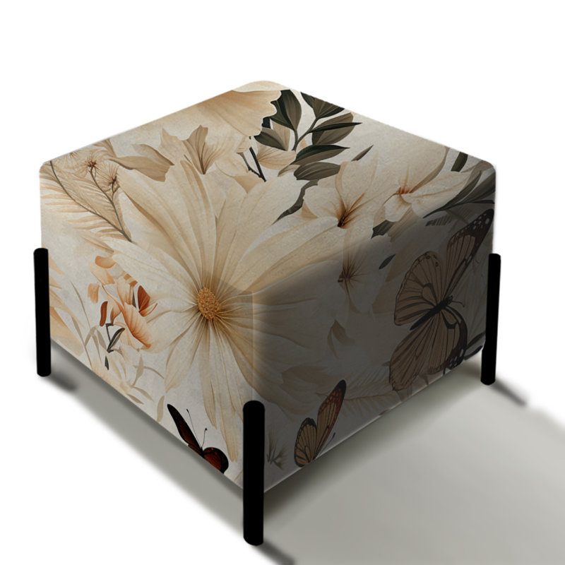 Boho Tropical Butterfly Floral Wings - Repose-pieds carré floral