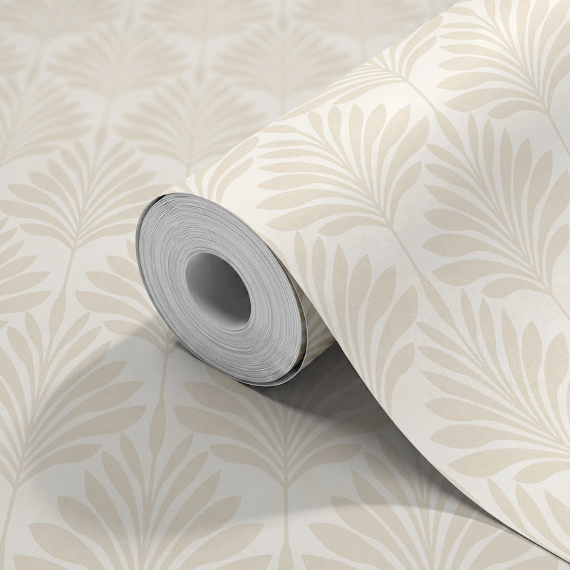 Palm Fan - Linen 10m Wallpaper, Soft Blue