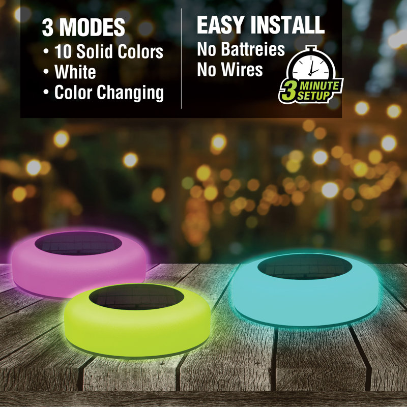 Color Changing LED Solar Pathway Disk Lights Multipack