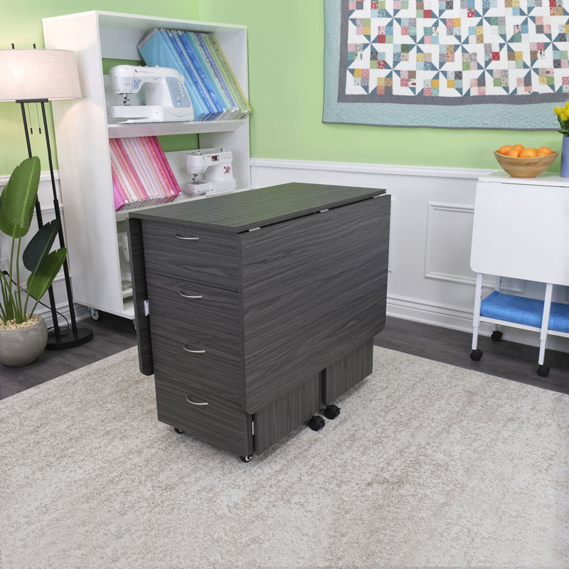 Gray Multi-Functional Cutting and Storage Table with Casters