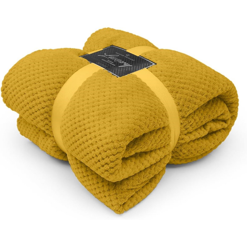 Teddy Popcorn Waffle Throw Blanket Soft Warm Cosy Lightweight Waffle Decorative Blanket for Sofa Couch Bed Bedroom Living Room
