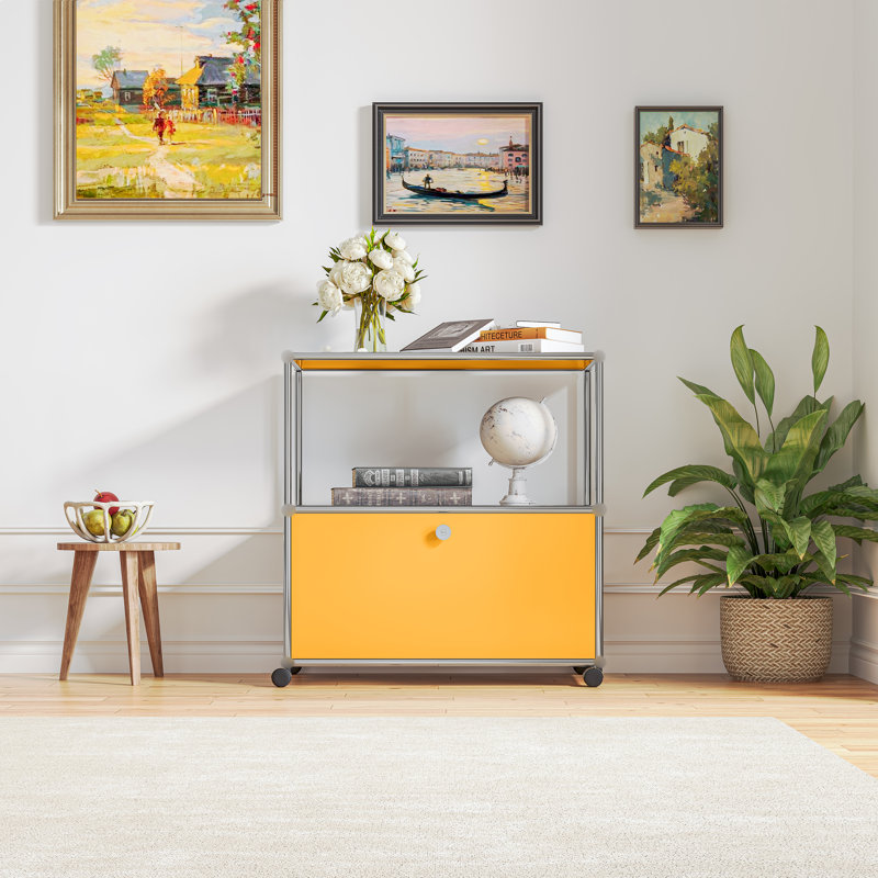 Classeur avec rangement et armoire à roulettes, Jaune