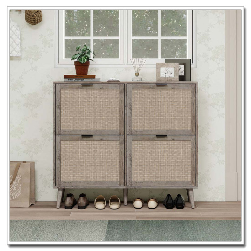 Range-chaussures 4 portes, armoire de rangement pour chaussures moderne autoportante
