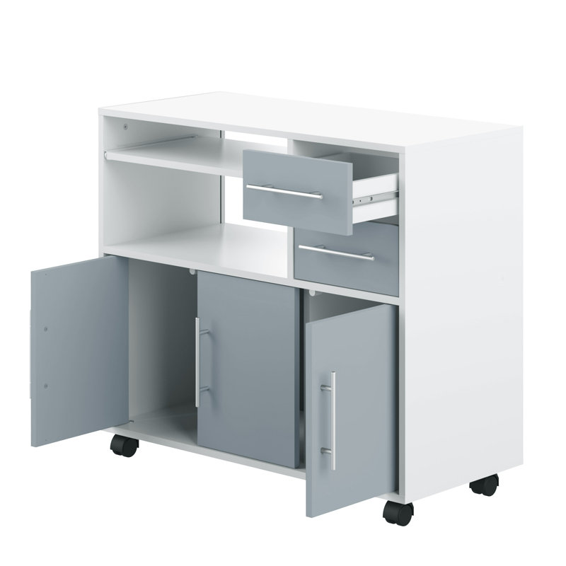 Seyma Wood Kitchen Cart, White/Grey