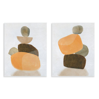 "Stacked Abstract Pebbles", ensemble de 2 plaques murales par Carol Robinson