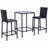 3Pcs Rattan Bar Set With Glass Top Table, 2 Bar Stools For Outdoor, Patio, Garden, Poolside, Backyard