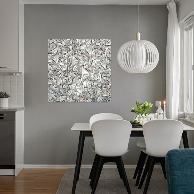 Art contemporain, art géométrique élégant et rêveur, H 32 po x l 32 po