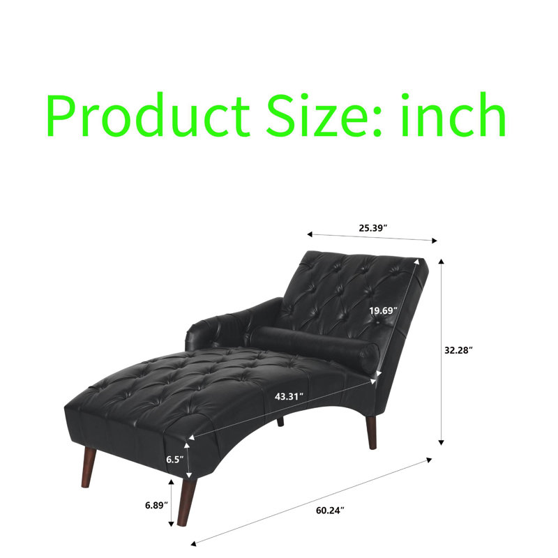 Méridienne de luxe avec dossier capitonné, fauteuil inclinable en cuir PU de qualité supérieure, comprend un coussin pour le salon, la chambre à coucher ou le bureau