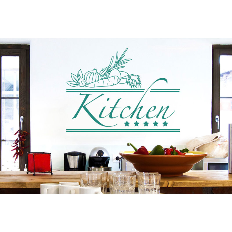 Food & Beverage Non-Wall Damaging Wall Decal, Large, Aqua Green