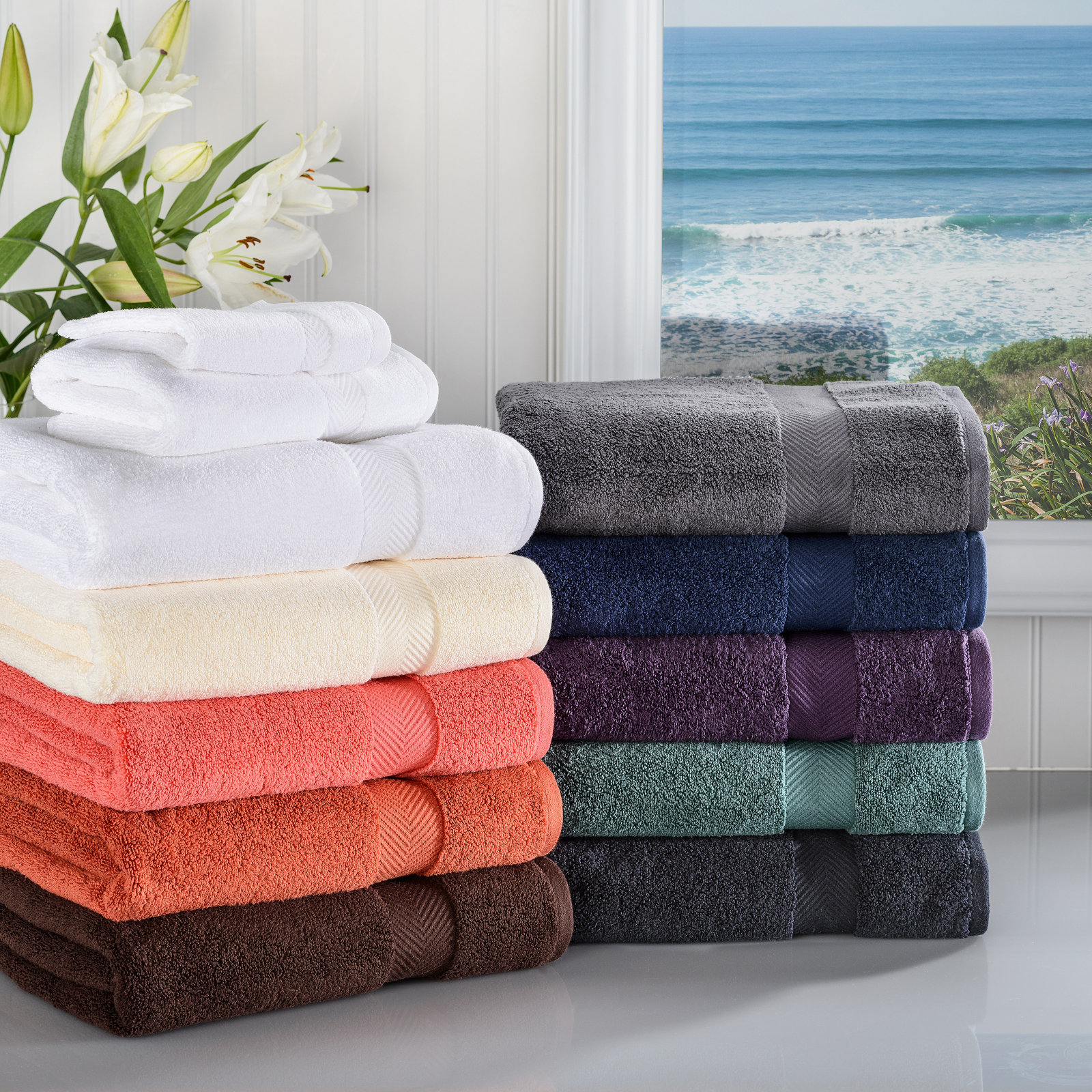 Hamachi Zero-Twist 3 Piece 100% Cotton Towel Set, Ivory