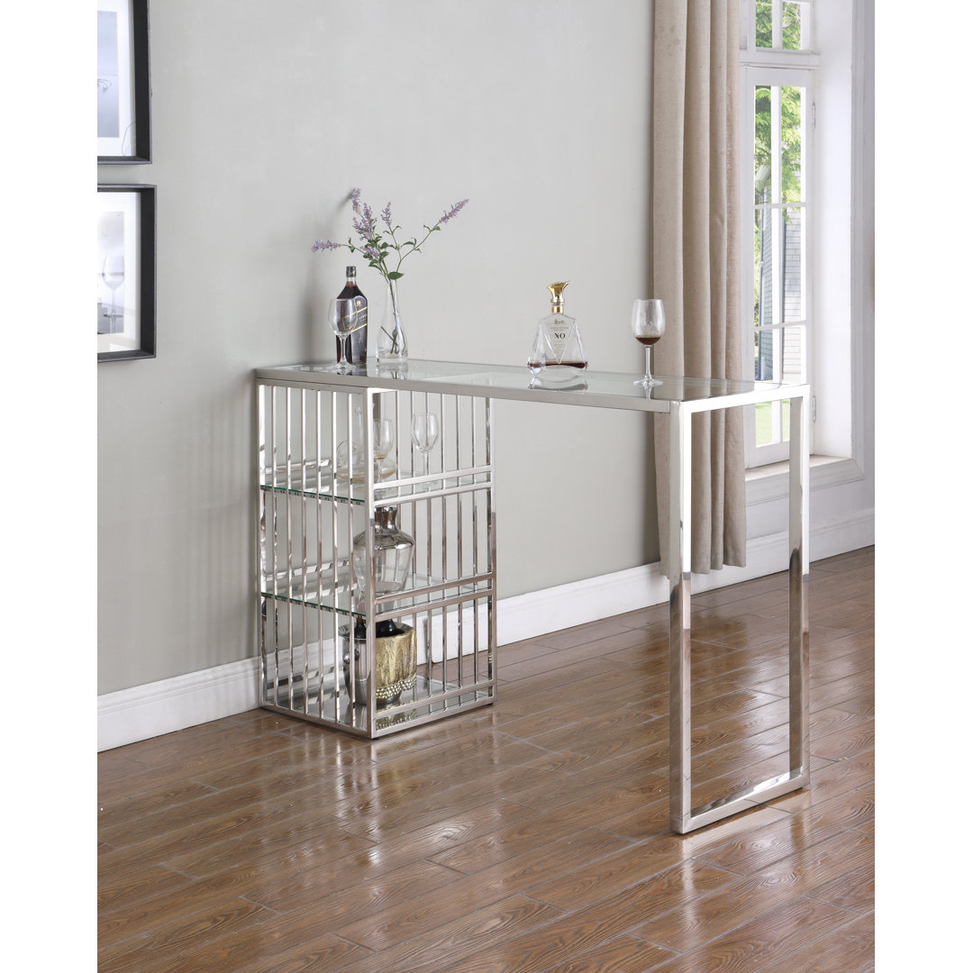 Marifa Modern Stainless Steel & Glass Bar Orren Ellis