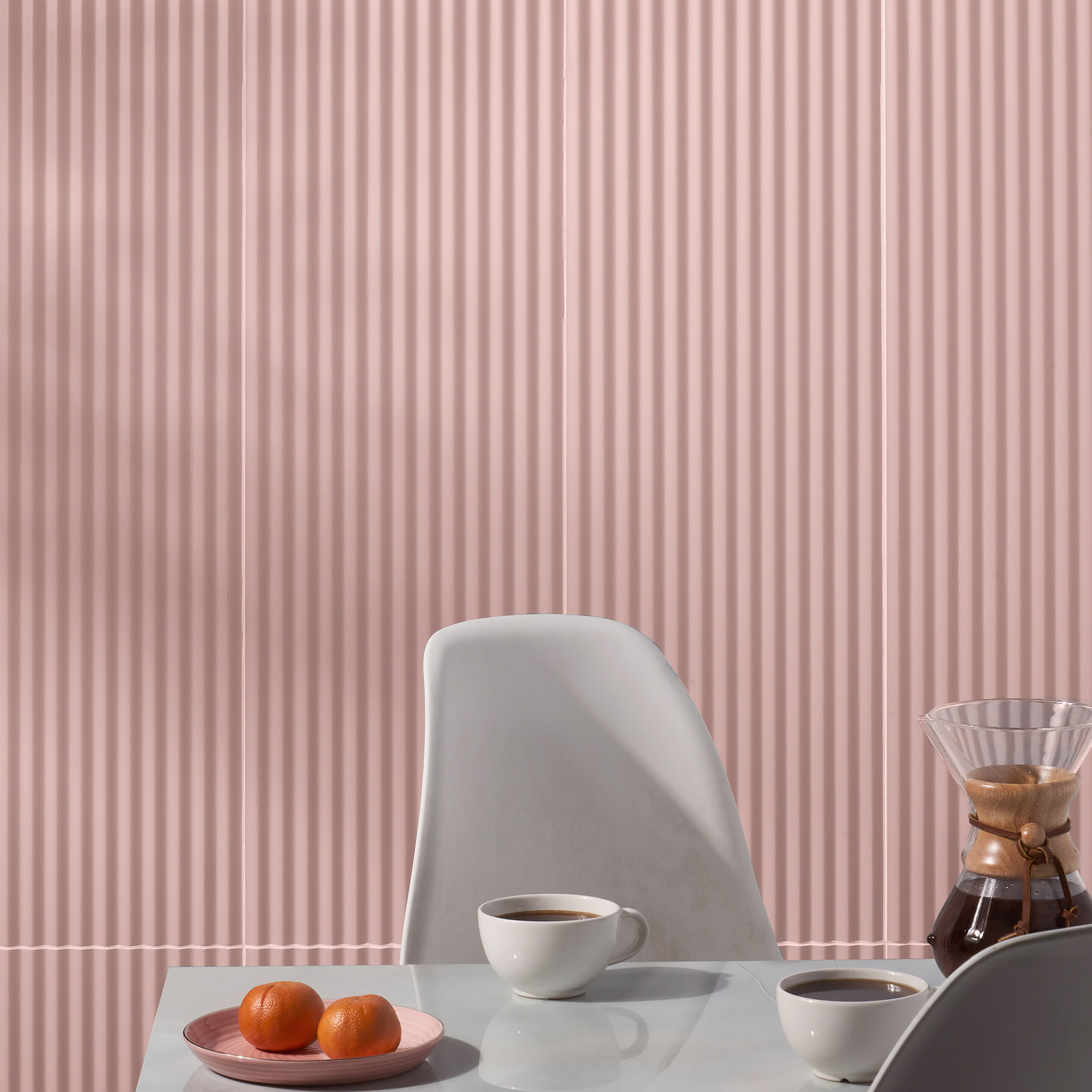 Linear 11" x 35" Ceramic Wall Tile, Blush Pink
