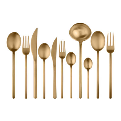 Due Flatware Set - 99 Pieces - Ice Gold