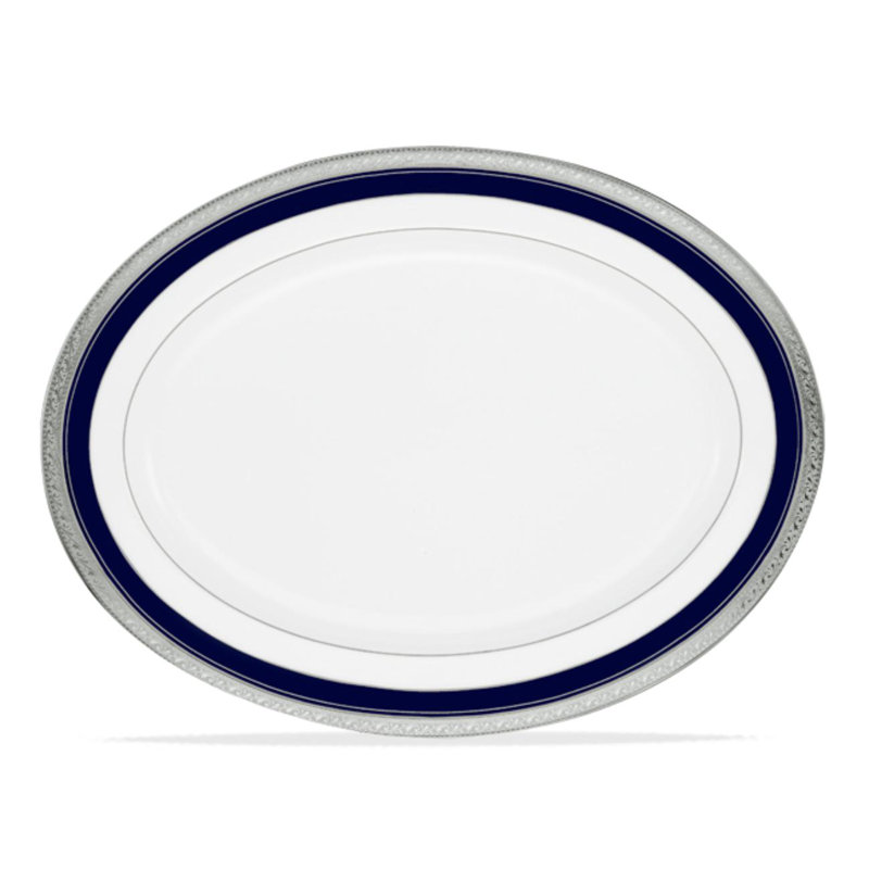 Noritake Crestwood Cobalt Platinum Platter, 14", 16"