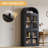 71.4" Arched Farmhouse Bookcase with Glass Doors, Wooden Display Cabinet for Living Room, Kitchen-1889285895