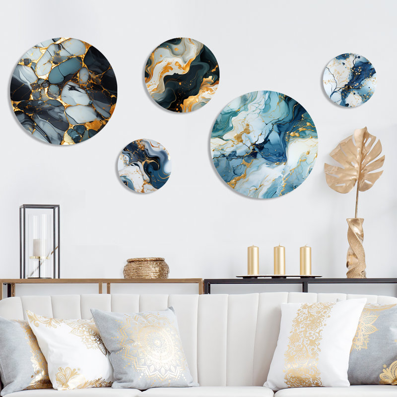 Jack - ensemble d'art mural rond en marbre Glam 5 pièces