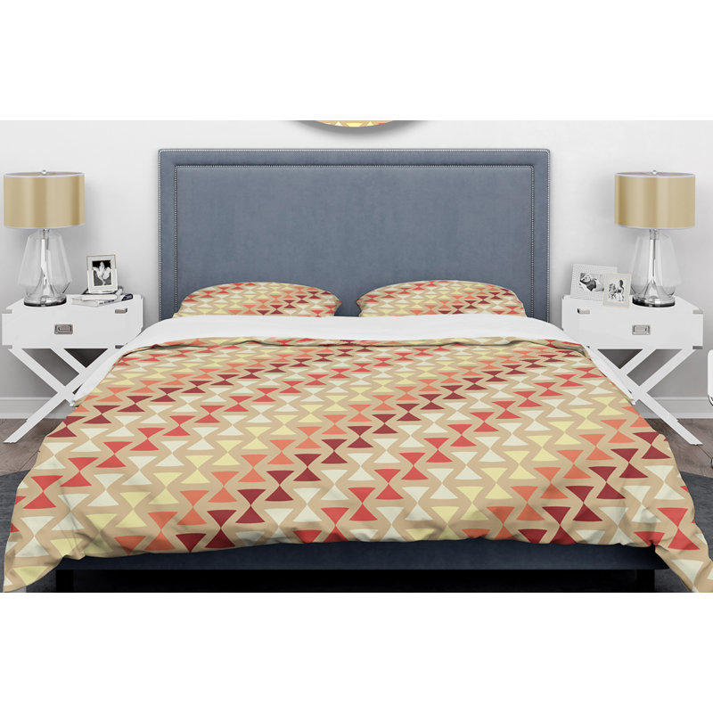 Modern & Contemporary Polyester Geometric Shapes Duvet Cover, King Duvet Cover + 2 Shams