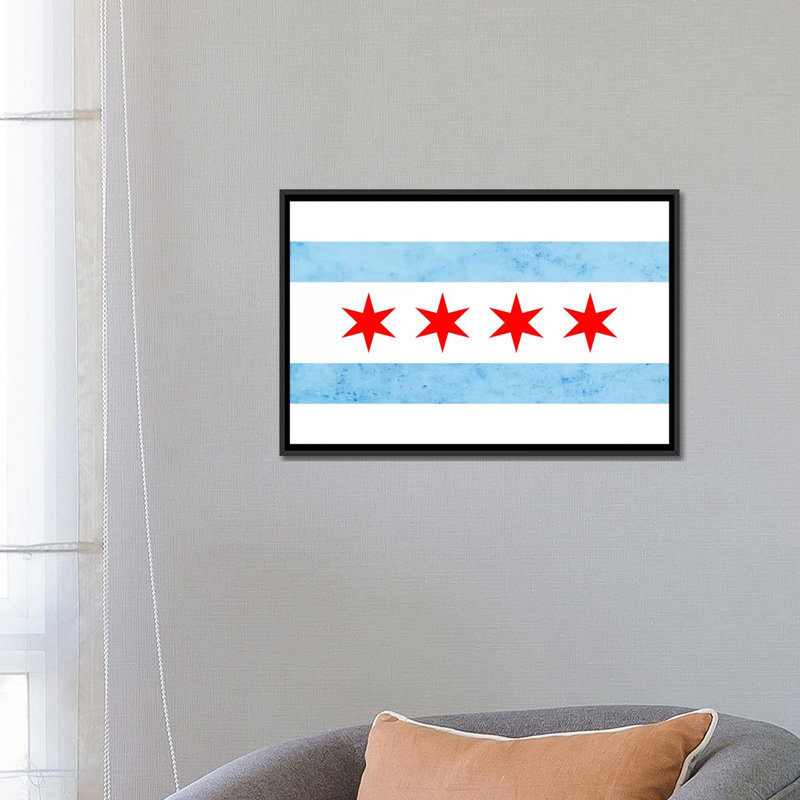 Drapeau de Chicago, petit grunge, impression sur toile, H 8 po x l 12 po x P 0,75 po, Toile tendue, Pas de tapis