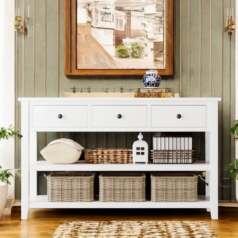 50" Console Table, Antique White, Antique White