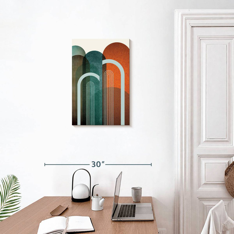 Avery Mid-Century Arches bleu sarcelle orange II, H 24 po x l 16 po