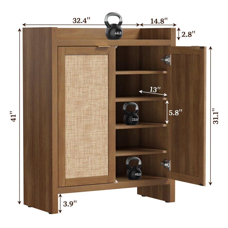 24-Pair Shoe Storage Cabinet, Brown