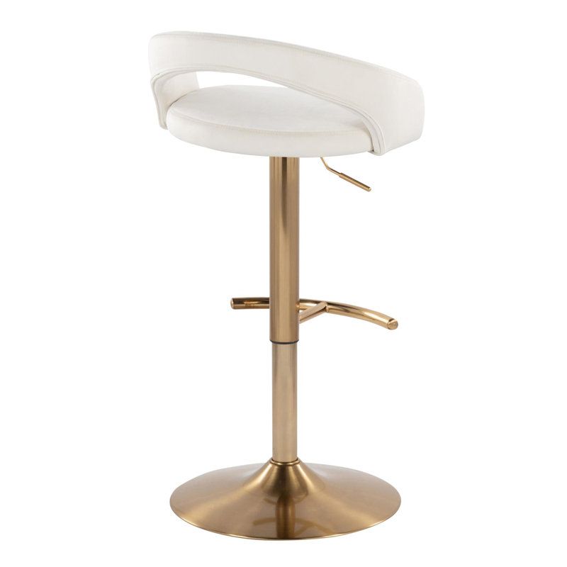 Tabouret de bar Laurenzio, Doré, Blanc / velours