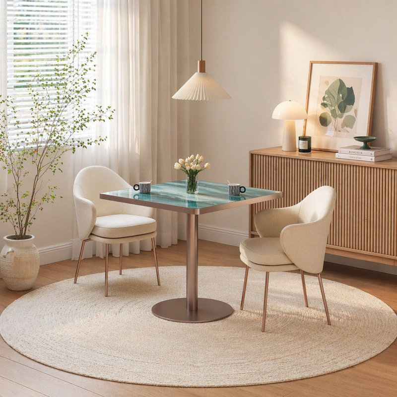 Table bistro de 31,5 pouces avec plateau en faux marbre Squard, table de bistro Squard Modern, facile à assembler, structure en métal robuste (table seulement)