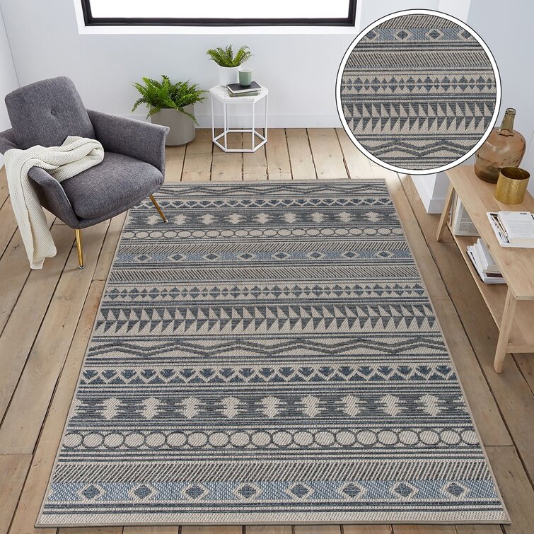 Union Rustic Ragin Cream/Gray/Blue Indoor/Outdoor Rug & Reviews