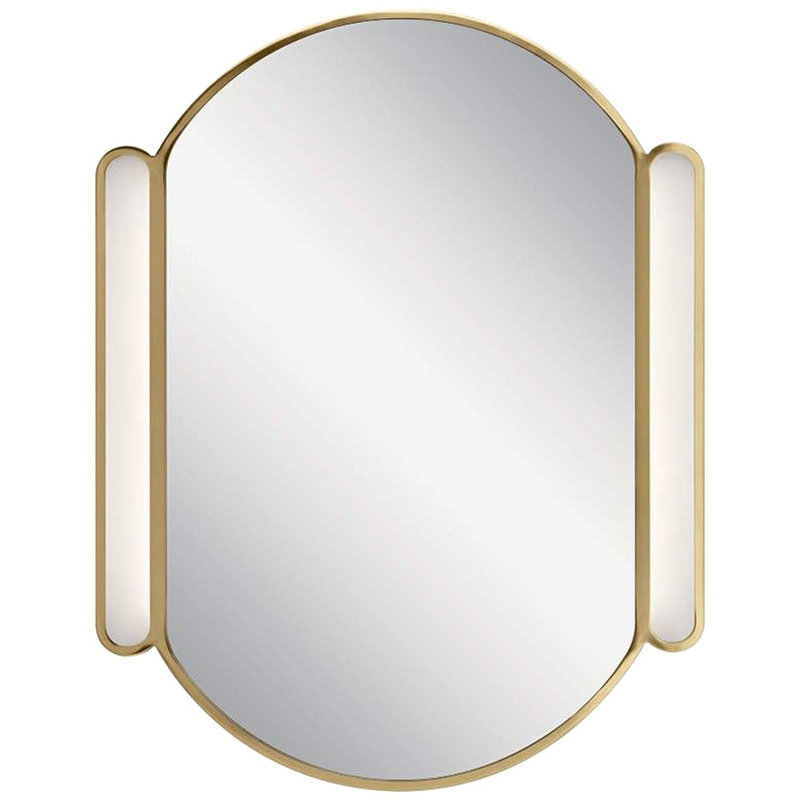 Lonald Pill Shaped Metal LED Mirror with Defogger, Adjustable Light Temp, Dimmer & Smart Memory, Brass