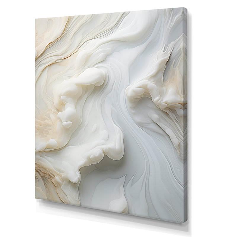 Abstrait blanc laiteux II - Art mural abstrait sur toile, Toile tendue, H 44 po x l 34 po x P 1,5 po