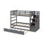 Lit superposé simple avec lit gigogne et 3 escaliers de rangement-769851197