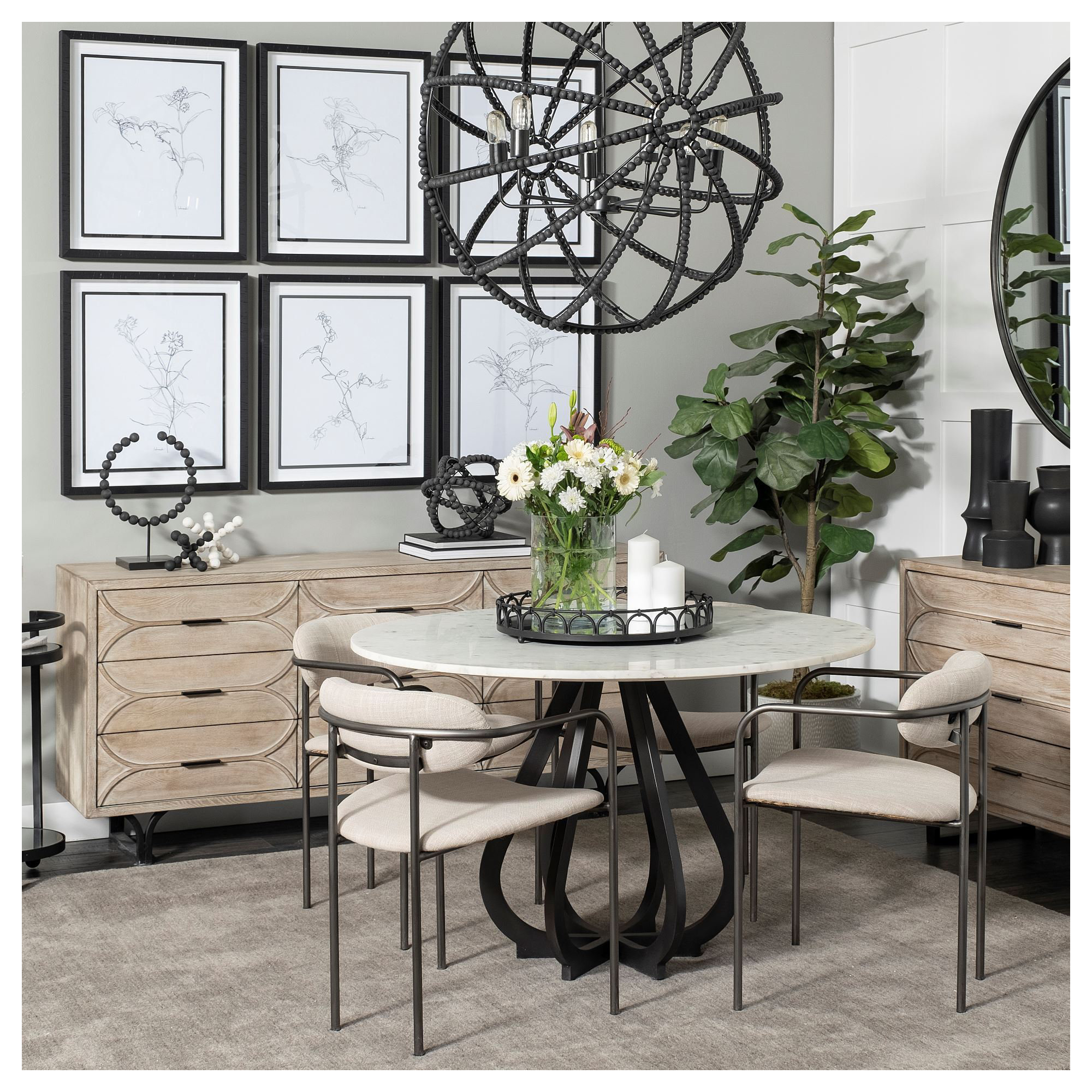 Diane 70.1'' Sideboard, Black/Light Brown