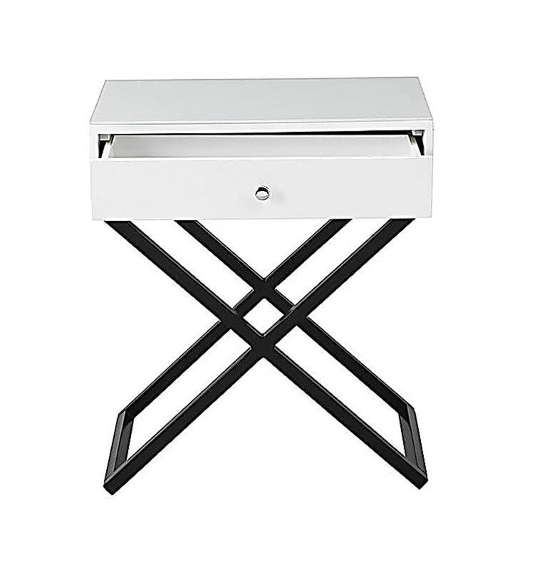 Table de chevet en bois blanc l 23 po Koraldo, Blanc