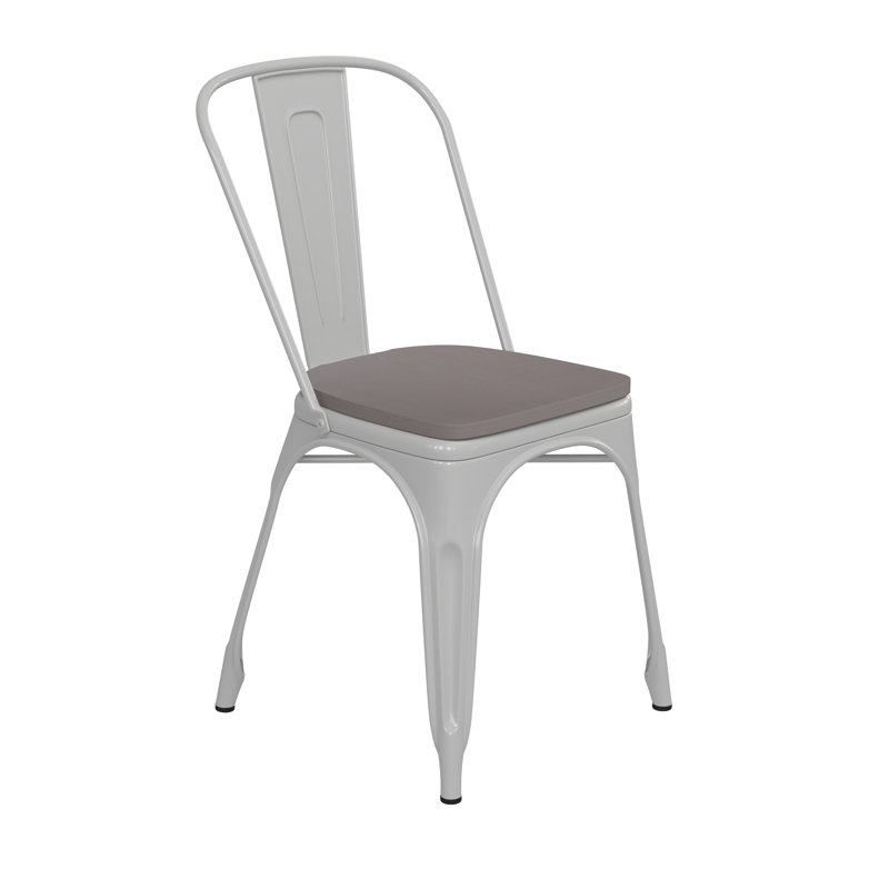 Chaise empilable Calliah, Gris, Blanc