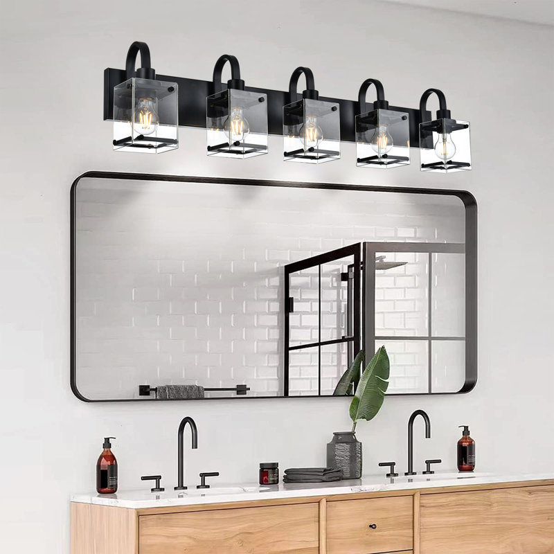 Éclairage pour meuble-lavabo Hamilly, 5, Noir, 9,8 po x l 40,2 po x P 7,2 po