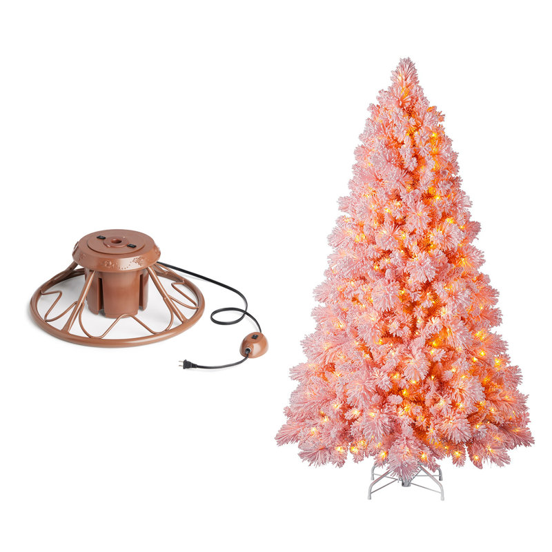 The Holiday Aisle® Rotating Tree Stand Base w/Snowdrift 6.5' Pine Christmas Tree